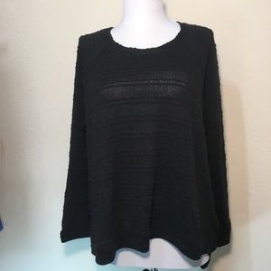Bobeau black mixed media knit tunic L